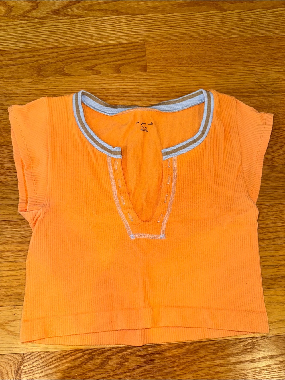 Urban Outfitters Orange Ribbed Short Sleeve Tee with Contrast Trim